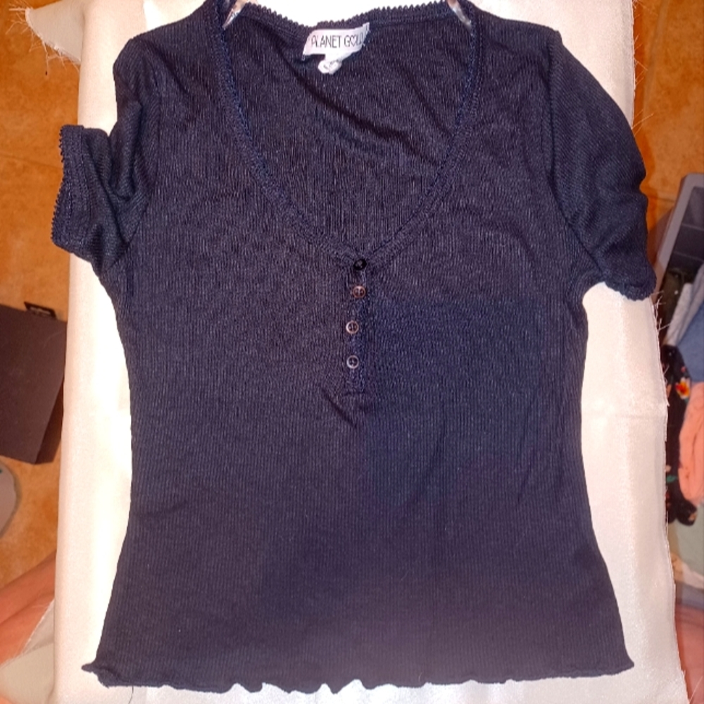 Black button up top